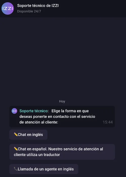 Servicio de atención al cliente y soporte de Izzi Casino